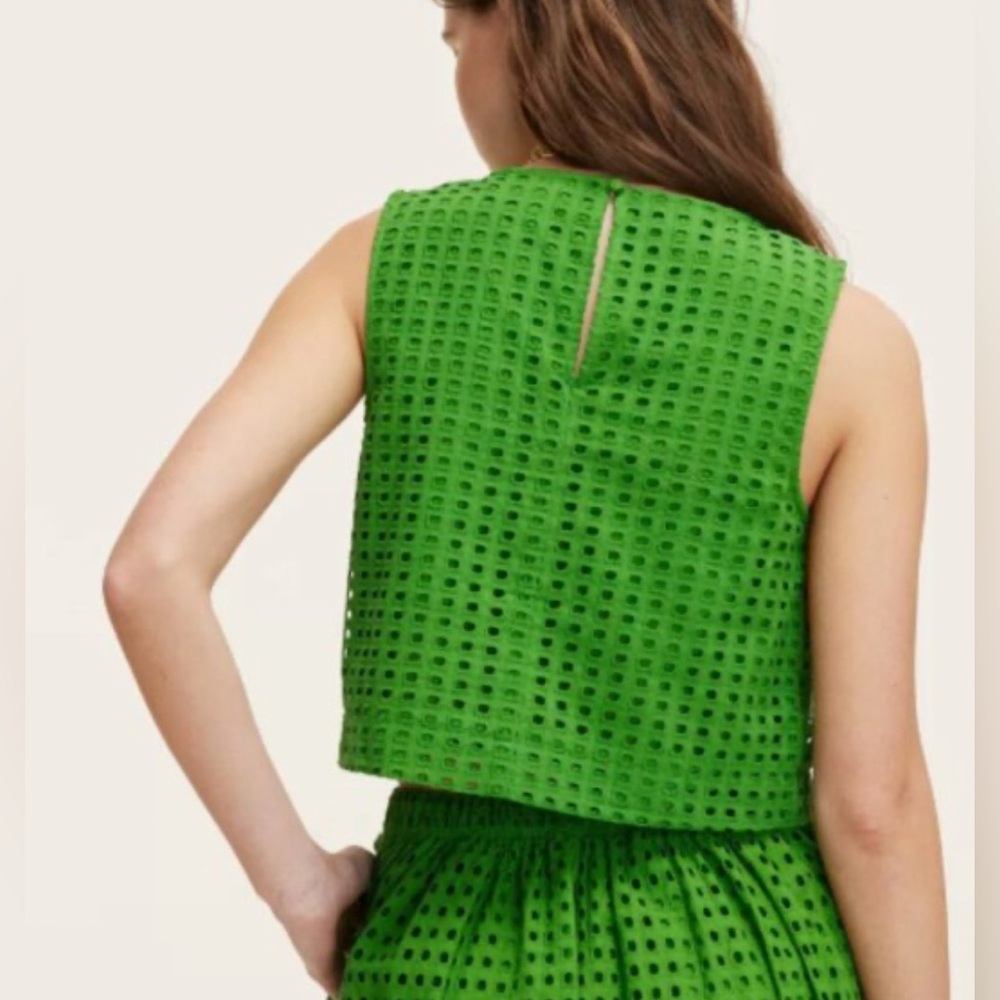 Kate Spade New York x Target Eyelet Shell Tank Top Green plus size - Picture 3 of 11